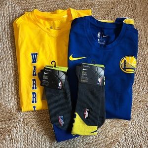 NWT - 2 Nike NBA Warriors shirts - 2 Nike Elite Quick socks
